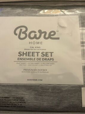 Bare Home Cal King Sheet Set in Heather Gray - Premium Microfiber